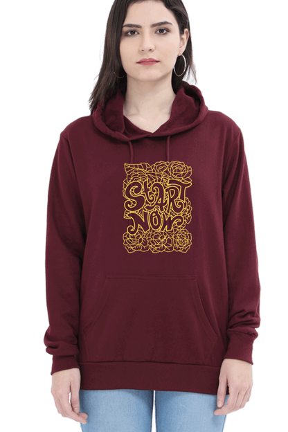 "Start Now" Hooded Sweatshirt for Girls and Women Maroon