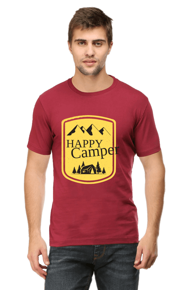 Happy Camper Men's T Shirt Maroon