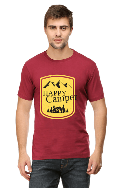 Happy Camper Men's T Shirt Maroon