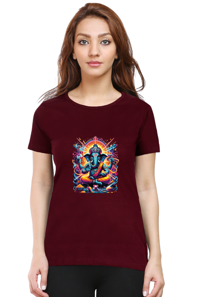 Lord Ganesha 1 Printed Ganesh Chaturthi Women T Shirts