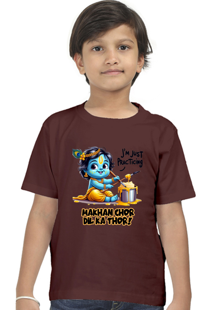 Makhan Chor Dil Ka Thor Janmashtami Boy's T Shirts