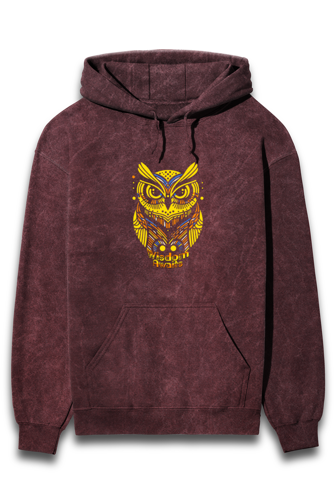 Acid Washed Unisex Hoodie Maroon