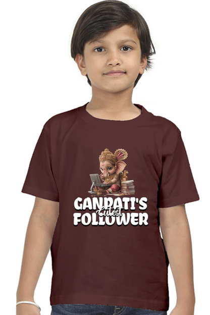 Ganpati's Cutest Follower Ganesh Chaturthi Boy's T Shirts