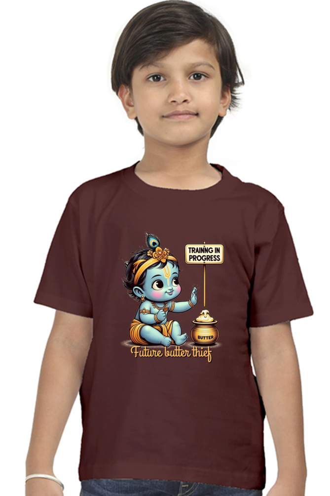 Future Butter Thief Janmashtami Boy's T Shirts Maroon