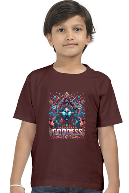 Durga Puja Bengali T Shirt For Boys Maroon