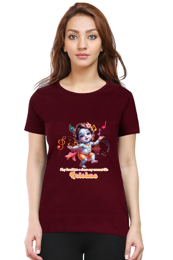 Krishna Janmashtami Women T Shirts Maroon