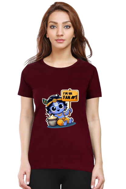 I'm Ur Fan Janmashtami Women T Shirts Maroon