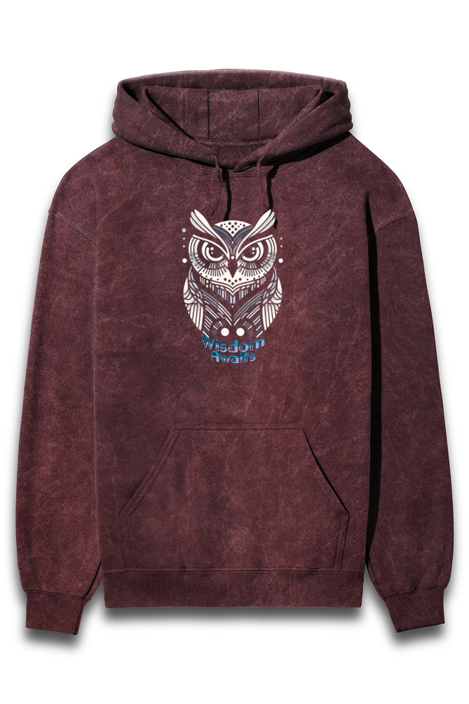 Acid Washed Unisex Hoodie Maroon