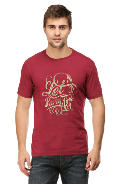 Let's Party Men's T Shirts Maroon