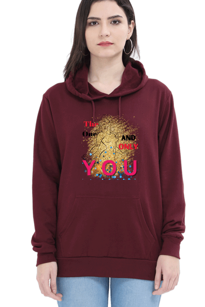 "Radiance Unleashed" Unisex Hoodie Sweatshirt for Women and Girls Maroon