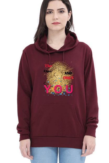 "Radiance Unleashed" Unisex Hoodie Sweatshirt for Women and Girls Maroon