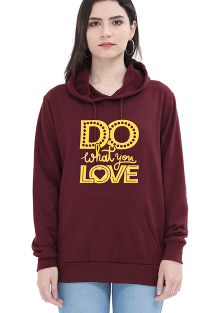 "Do What you Love" Hooded Sweatshirt for Girls and Women - Rainbow Vinyl Print Maroon