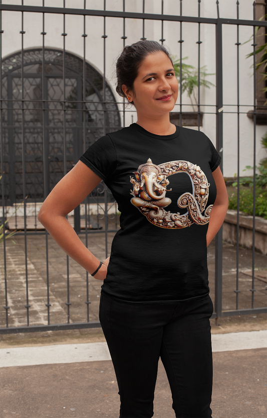 Stylish Q Alphabet Ganesh Chaturthi Women T Shirts