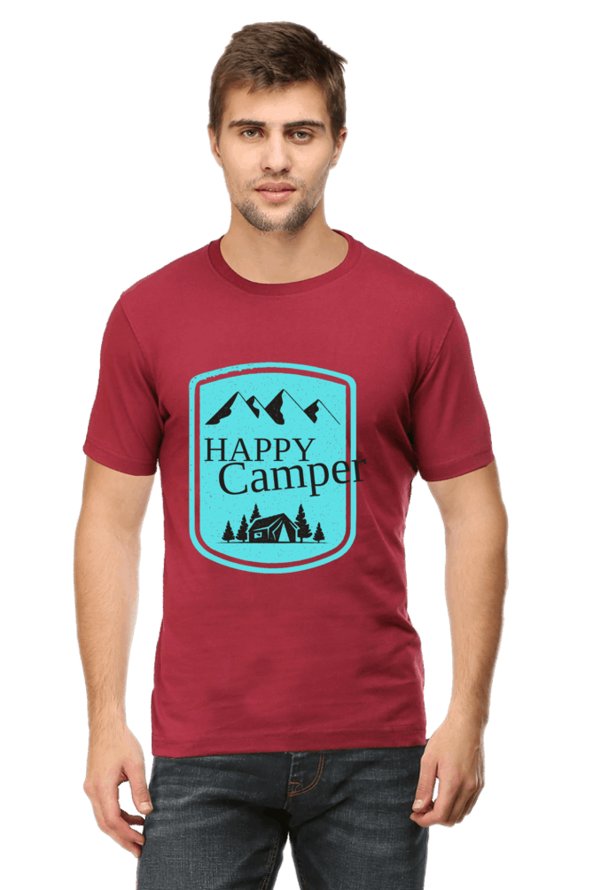 Happy Camper Men's T Shirt Maroon