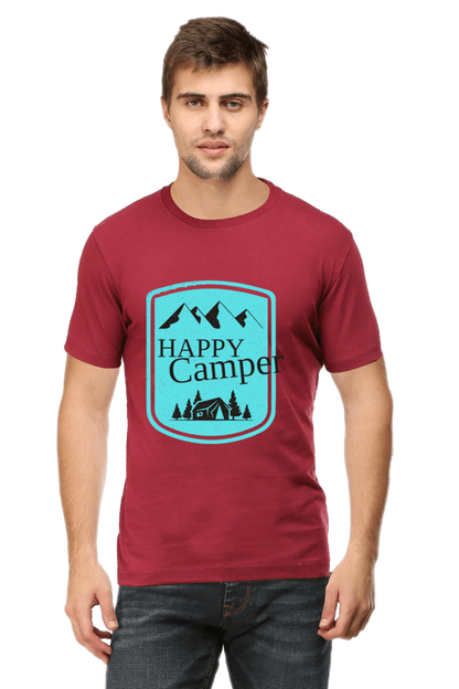 Happy Camper Men's T Shirt Maroon