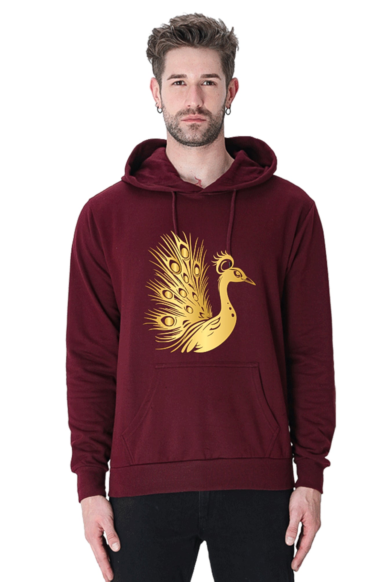 Hoodie Sweatshirt - Golden Peacock Vinyl Printed