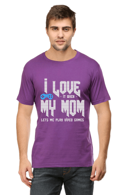 I Love it When My Mom Lets Me Play video Game - Men's Printed T Shirt Purple