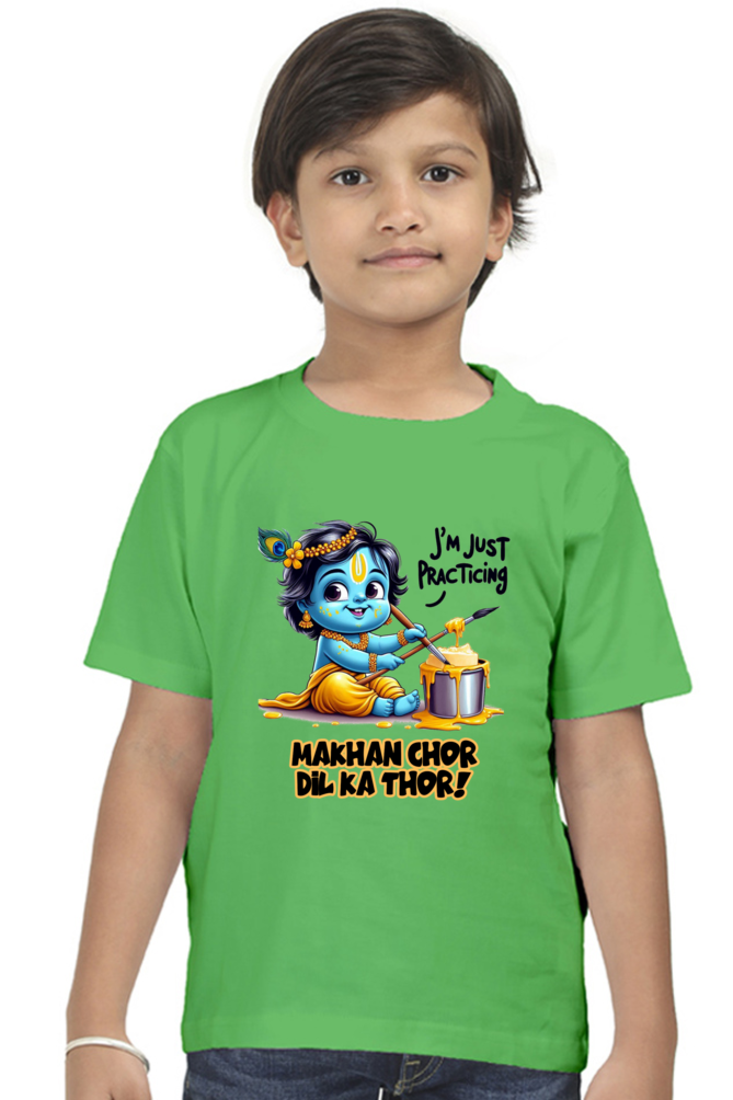 Makhan Chor Dil Ka Thor Janmashtami Boy's T Shirts