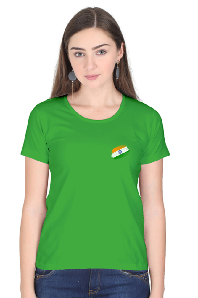 Indian National Flag Independence Day Women T Shirts Flag Green