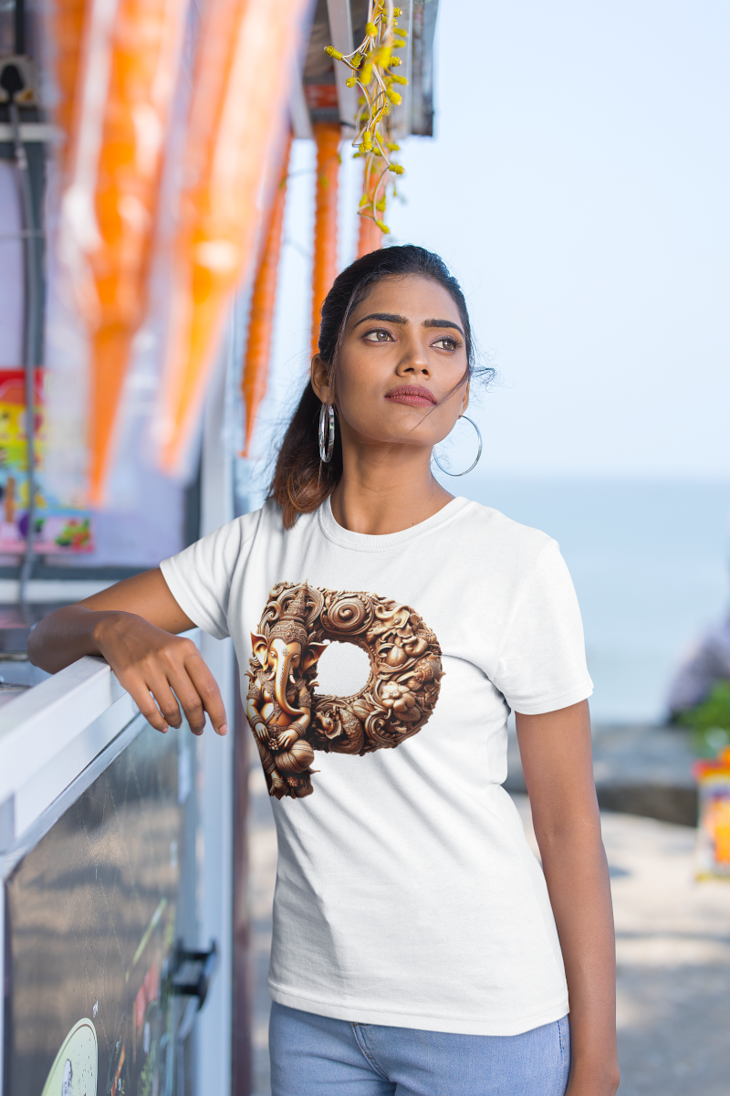 Stylish P Alphabet Ganesh Chaturthi Women T Shirts