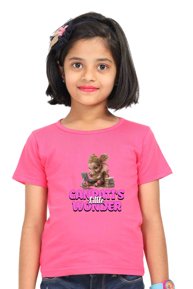 Ganesha's Little Wonder Ganesh Chaturthi Girl's T Shirts Pink