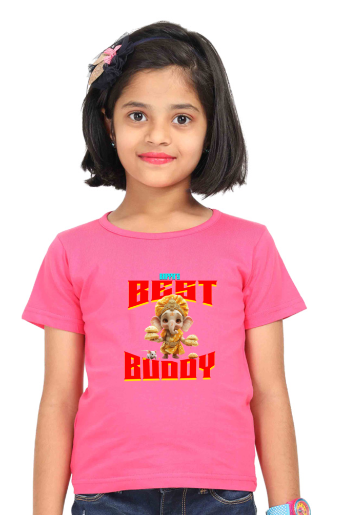 Bappa's Best Buddy Ganesh Chaturthi Girl's T Shirts Pink