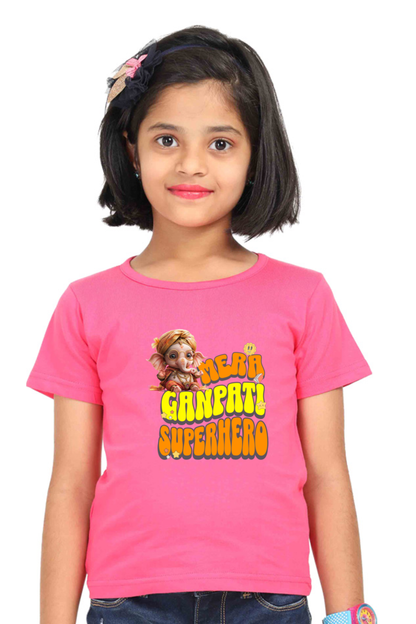 Mera Ganpati Superhero Ganesh Chaturthi Girl's T Shirts