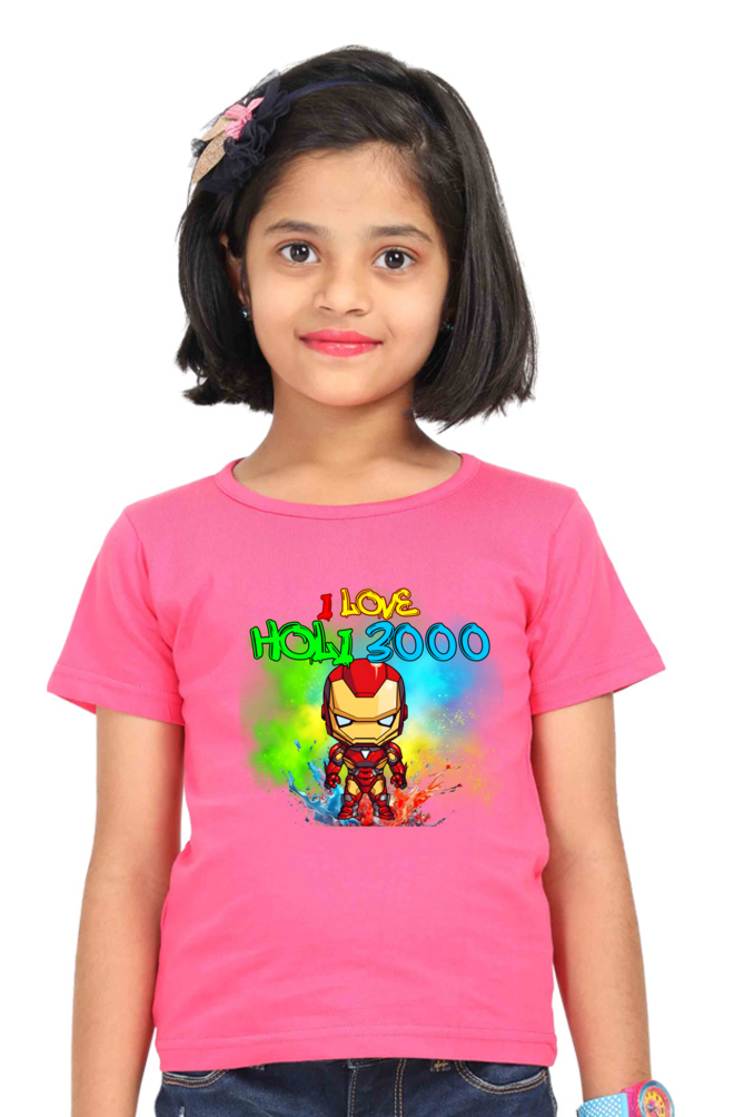 I Love Holi 3000: Girls' T-shirt Pink