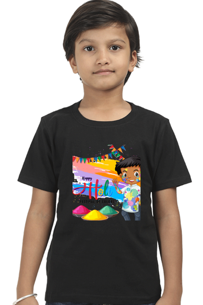 Happy Holi: Festival of Colors Kids' Boy Tee Black