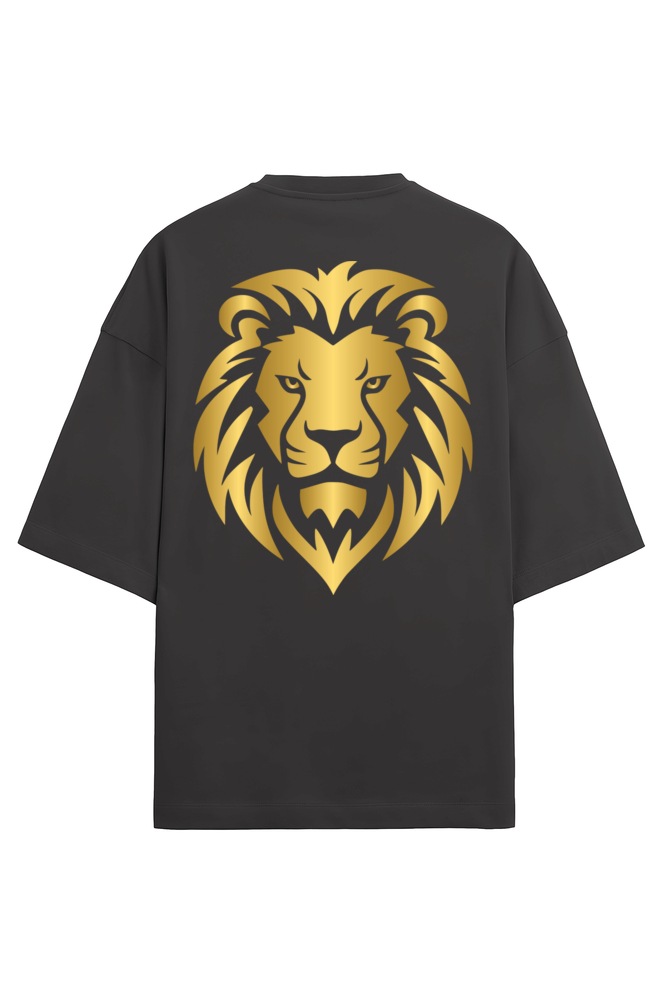 Golden Lion Print Men's Oversized T Shirts