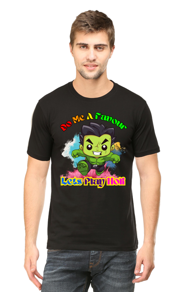 Do Me a Favour, Let's Play Holi with Look Alike Baby Hulk T-Shirt Black