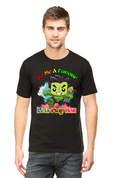 Do Me a Favour, Let's Play Holi with Look Alike Baby Hulk T-Shirt Black