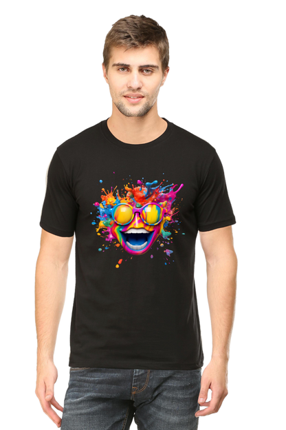 Color Burst Goggles: Holi Festival Tee Black