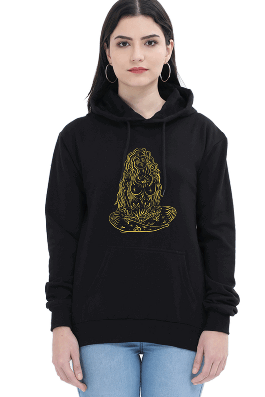 "Initiate Sartorial Opulence" - Unisex Hooded Sweatshirt for Girls and Women Black