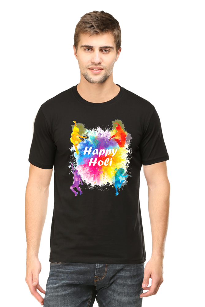 Happy Holi: Color Symphony with Dancing Powder Bursts Black