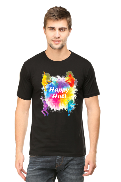 Happy Holi: Color Symphony with Dancing Powder Bursts Black