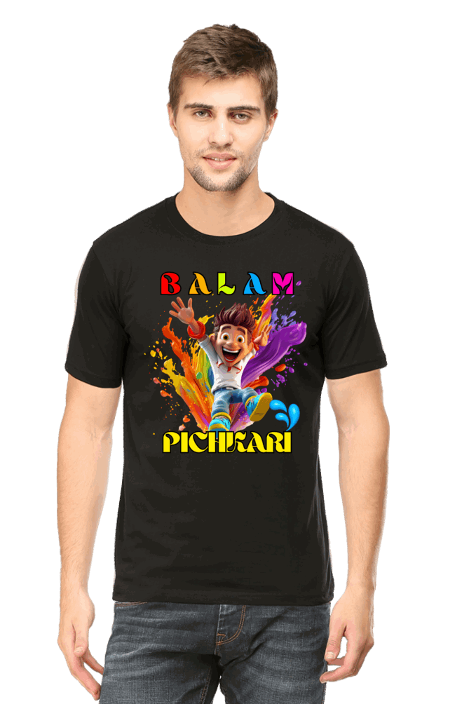 Balam Pichkari Splash: Holi Joy with Jumping Boy Black