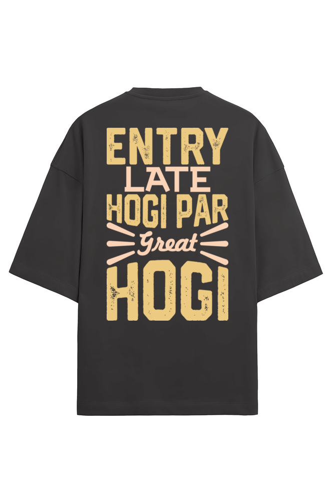 Entry Late Hogi Par Great Hogi Men's Oversized T Shirts Black