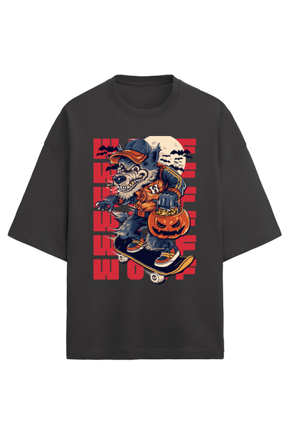 Wolf Men's Oversized T Shirts Black