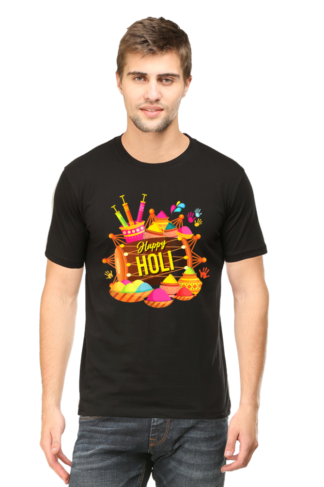 Dhol Beats of Joy: Happy Holi Colors Black