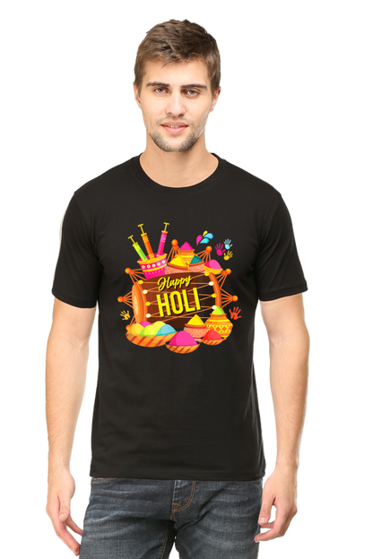 Dhol Beats of Joy: Happy Holi Colors Black