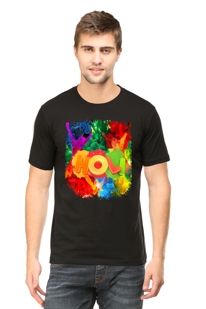 Happy Holi: Color Burst Blast and Dance T-shirt Black