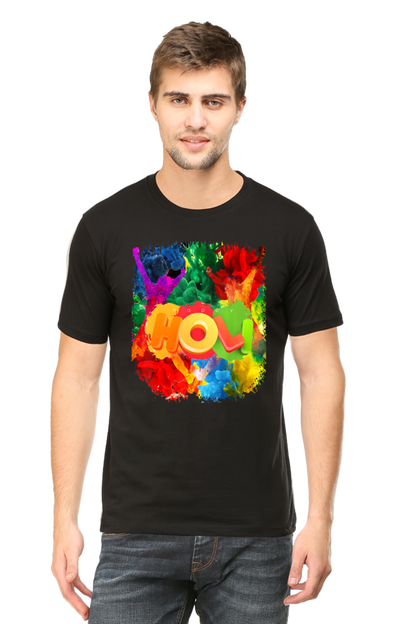 Happy Holi: Color Burst Blast and Dance T-shirt Black