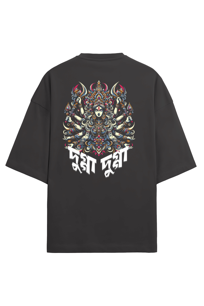 Durga Puja Bengali Oversized T Shirt Black