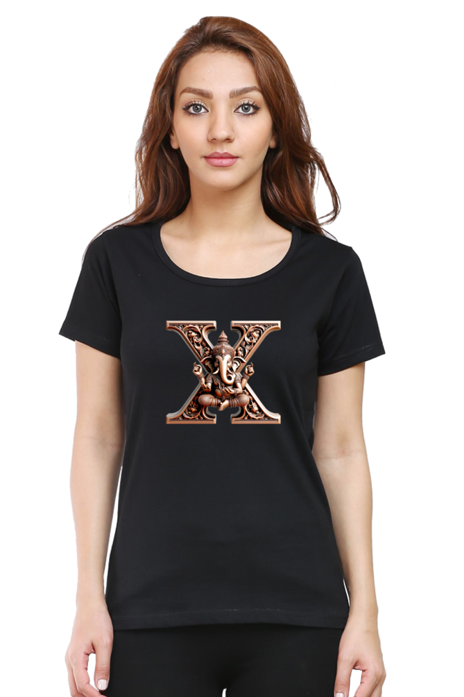 Stylish X Alphabet Ganesh Chaturthi Women T Shirts