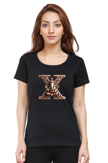 Stylish X Alphabet Ganesh Chaturthi Women T Shirts