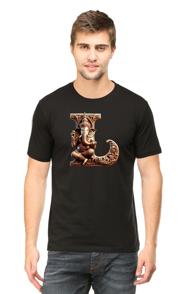 Stylish L Alphabet Ganesh Chaturthi Mens Tshirts