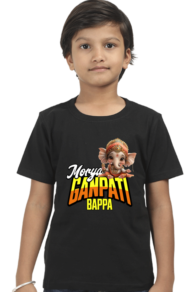 Ganpati Bappa Morya 2 Ganesh Chaturthi Boy's T Shirts Black