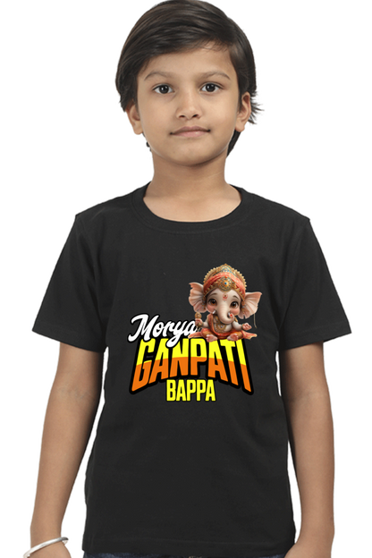 Ganpati Bappa Morya 2 Ganesh Chaturthi Boy's T Shirts Black