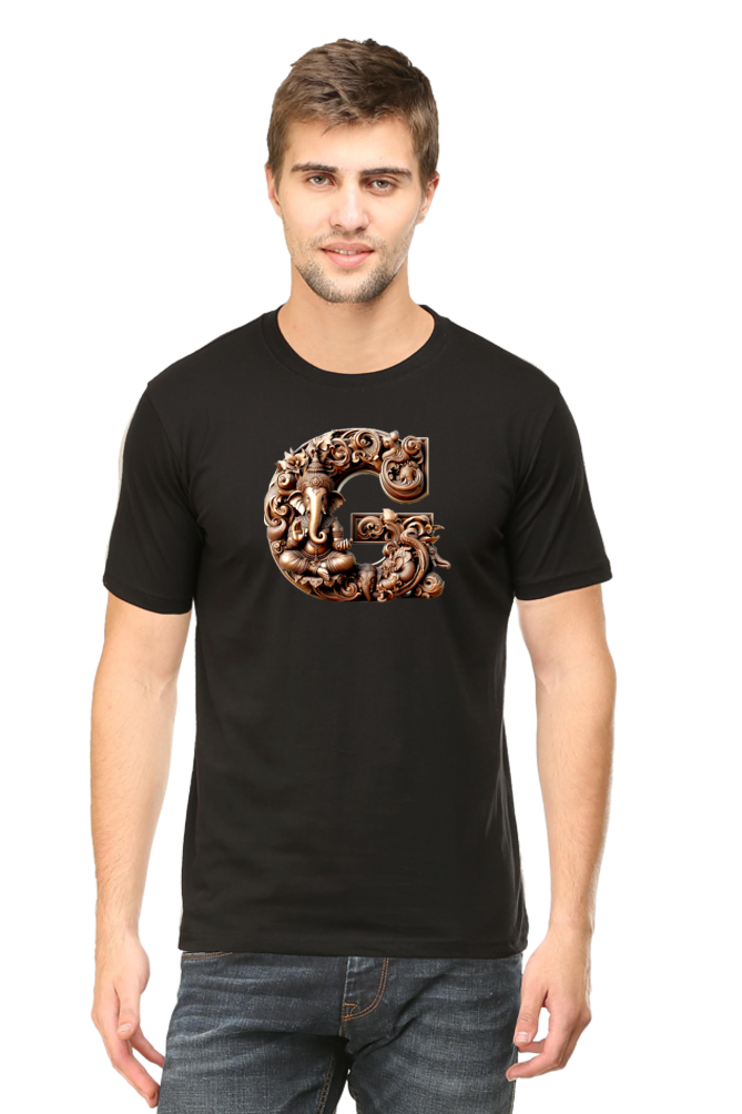 Stylish G Alphabet Ganesh Chaturthi Mens Tshirts